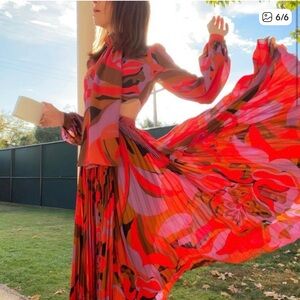 Ronny Kobo lauren cut out long sleeve 70's abstract dress FINAL PRICE